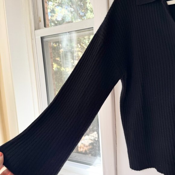 Reformation Fantino Cashmere Collared Cardigan Button Down Black Small - Picture 6 of 14